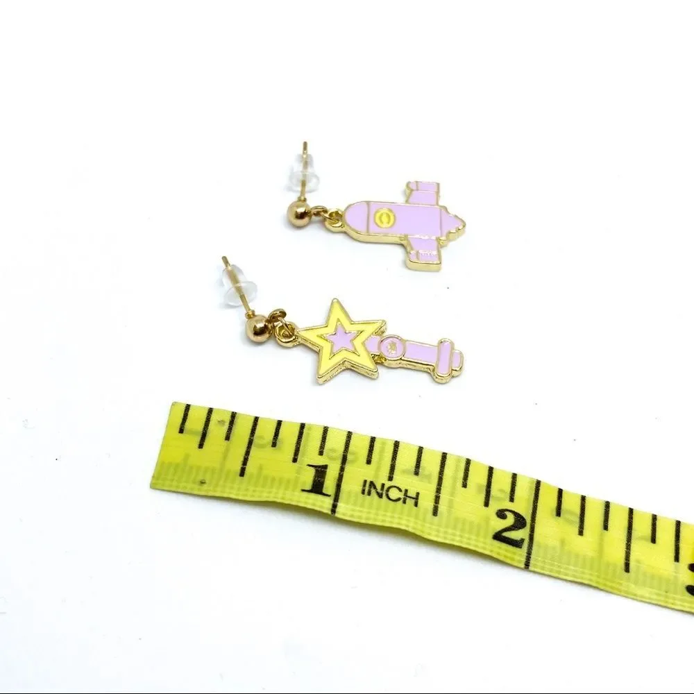 Pastel Lavender Enamel Rocket 🚀 & Star Earring